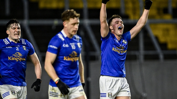 Cian Madden of Cavan (r) savours the win at the final whistle