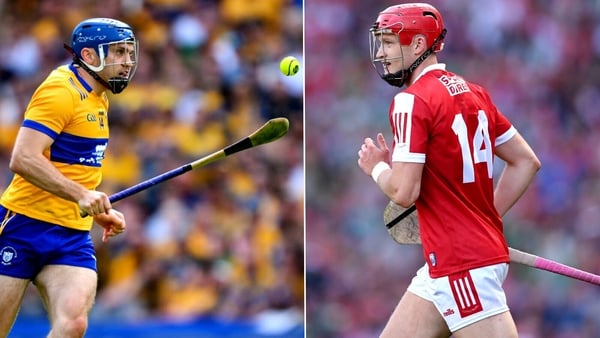 Clare's Shane O'Donnell (L) and Alan Connolly of Cork will wear 14 in Sunday's All-Ireland hurling final