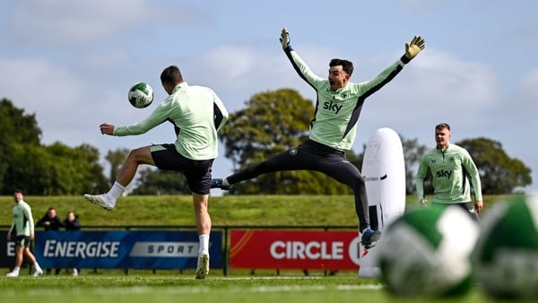 Jason Knight, Max O'Leary and Evan Ferguson training on the eve of the Greece game