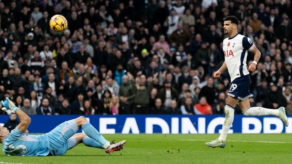 Dominic Solanke dinks home Tottenham's second goal