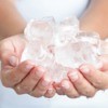 A chunk of stuck together ice cubes.