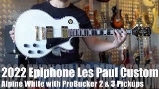 Video thumbnail for The Inspired by Gibson Epiphone Les Paul Custom Alpine White is great value for money! by George V Guitars