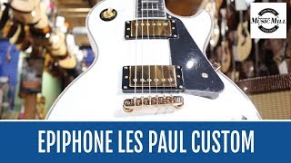 Video thumbnail for Epiphone Les Paul Custom Alpine White - DEMO by Manchester Music Mill