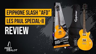 Video thumbnail for Epiphone Slash "AFD" Les Paul Special-II guitar review! by Fret Zealot