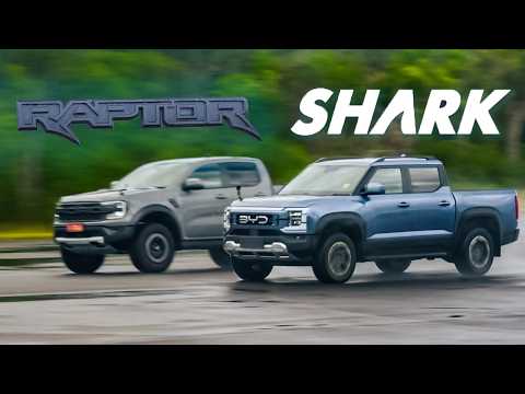 BYD Shark vs Ford Ranger Raptor DRAG RACE (inc. 0-100 & VMax): The results were surprising!