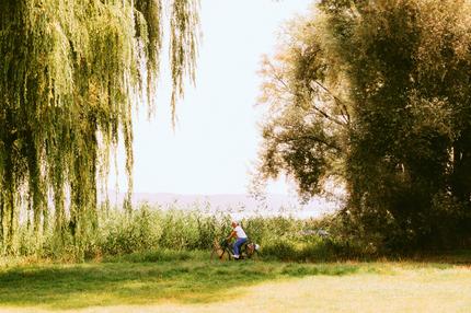 Radtour um den Bodensee: Unsere Autorin auf der Klosterinsel Reichenau westlich von Konstanz