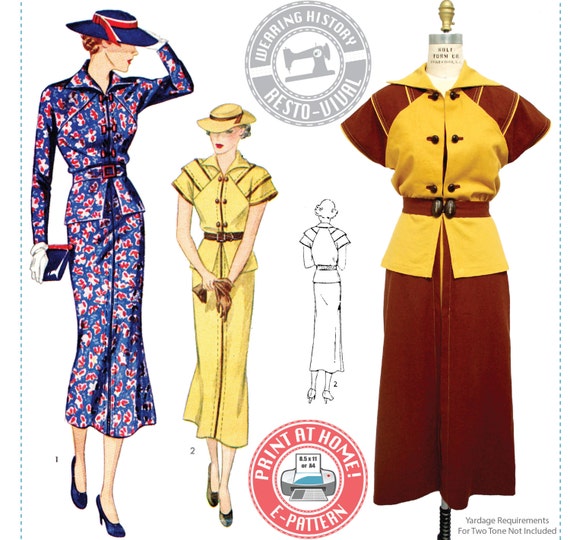 1930s House Dresses, Fabrics, Sewing Patterns 1930s Day or Afternoon Dress- Wearing History PDF Vintage Sewing Pattern $12.00 AT vintagedancer.com