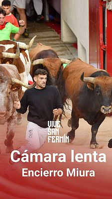 Octavo encierro de San Fermín 2024 a cámara lenta