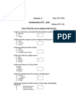 Exercise - 1 Date: 30.7.2012 Fundamentals of IT - Quiz (Marks 25 1 25)