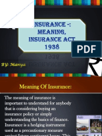 Insurance Meaning, Insurance Act 1938