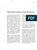 2004 Berkshire Hathaway Annual Meeting Notes: Buffett On First Quarter 2005 Results