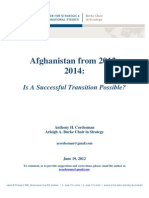 Afghanistan From 2012-2014:: Is A Successful Transition Possible?