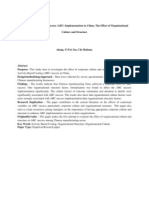 Activity-Based Costing Success (ABC) Implementation in China The Effect of Organizational