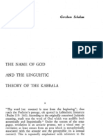 Scholem, The Name of God and The Linguistics of Kabbalah