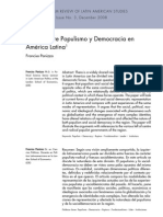 F Panizza Fisuras Entre Populismo y Democracia en America Latina