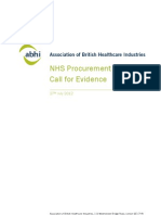 NHS Procurement Review Call For Evidence: 27 July 2012