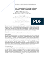 Effect of Information Communication Technology On Human Resource Productivity of Iranian National Oil Company