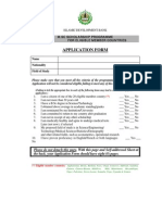 Application Form: M.SC Scholarship Programme For Eligible Member Countries