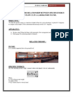 To Investigate Relationship Between Specific Energy and Depth of Flow