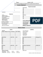 Cashflow 101 Game Sheets