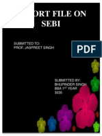 Report File On Sebi: Submitted To: Prof. Jaspreet Singh