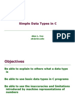 Simple Data Types in C: Alan L. Cox Alc@rice - Edu