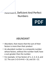 Abundant, Deficient and Perfect Numbers