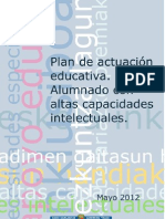 Plan de Actuación Educativa. Alumnado Con Altas Capacidades Intelectuales