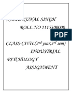 Name Kunal Singh ROLL NO 1115300000 Class-Civil (2 Year, 3 Sem) Industrial Psychology Assignment