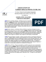 Legislative Analysis of 24 Pending NJ Gun Control Bills For 02-13-13 Hearing