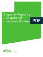 CFPB Shapshot Complaints Received