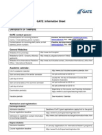 GATE: Information Sheet: Name of University: University of Tampere GATE Contact Person