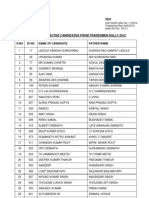 List of Selected Candidates From Tradesmen Rally 2012: S/No Id No Name of Candidate Father Name