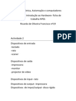 Automação e Computadores - Ficha de Trabalho Nº1