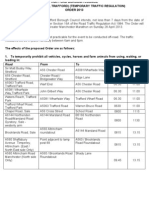 Trafford Traffic Order