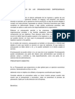 Los Presupuestos en Las Organizaciones Empresariales Privadas