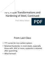 Fe-C Phase Transformations and Hardening of Steel, Continued