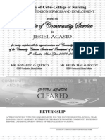 Certificate of Community Service: Jesiel Acasio