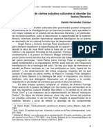 FERNÁNDEZ COZMAN, Camilo. La Problemática de Ciertos Estudios Culturales PDF