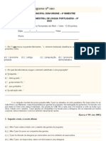 Avaliação Língua Portuguesa 9º Ano Pronome Relativo