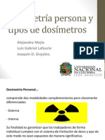 Dosimetría Persona y Tipos de Dosímetros