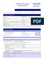 Oxford Brookes Degree Enrolment Form: 1. Centre Details