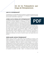 La Protección de Los Trabajadores Que Tienen Un Riesgo de Histoplasmosis