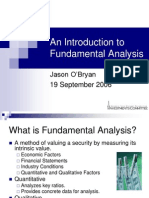 An Introduction To Fundamental Analysis: Jason O Bryan 19 September 2006