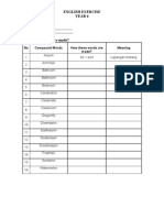 English Exercise Year 6: No Compound Words How These Words Are Made? Meaning