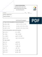 Exercicio de Soma e Subtração Com Números Inteiros