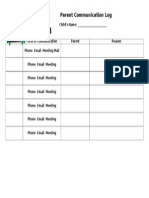 Teacher Parent Contact Log