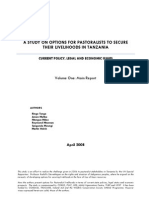 A Study On Options For Pastoralists To Secure Their Livelihoods in Tanzania: Current Policy, Legal and Economic Issues