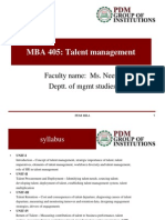 MBA 405: Talent Management: Faculty Name: Ms. Neetu Deptt. of MGMT Studies