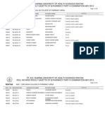 Pt. B.D. Sharma University of Health Sciences Rohtak Roll No Wise Result Gazette of B.Pharmacy Part-Iv Examination May-2013